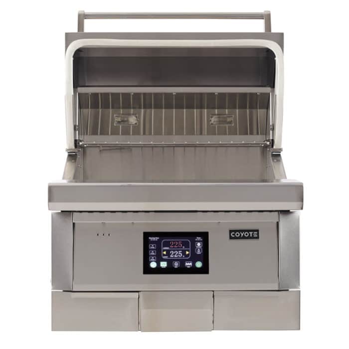 Coyote 28-Inch Pellet Grill with Hood Open