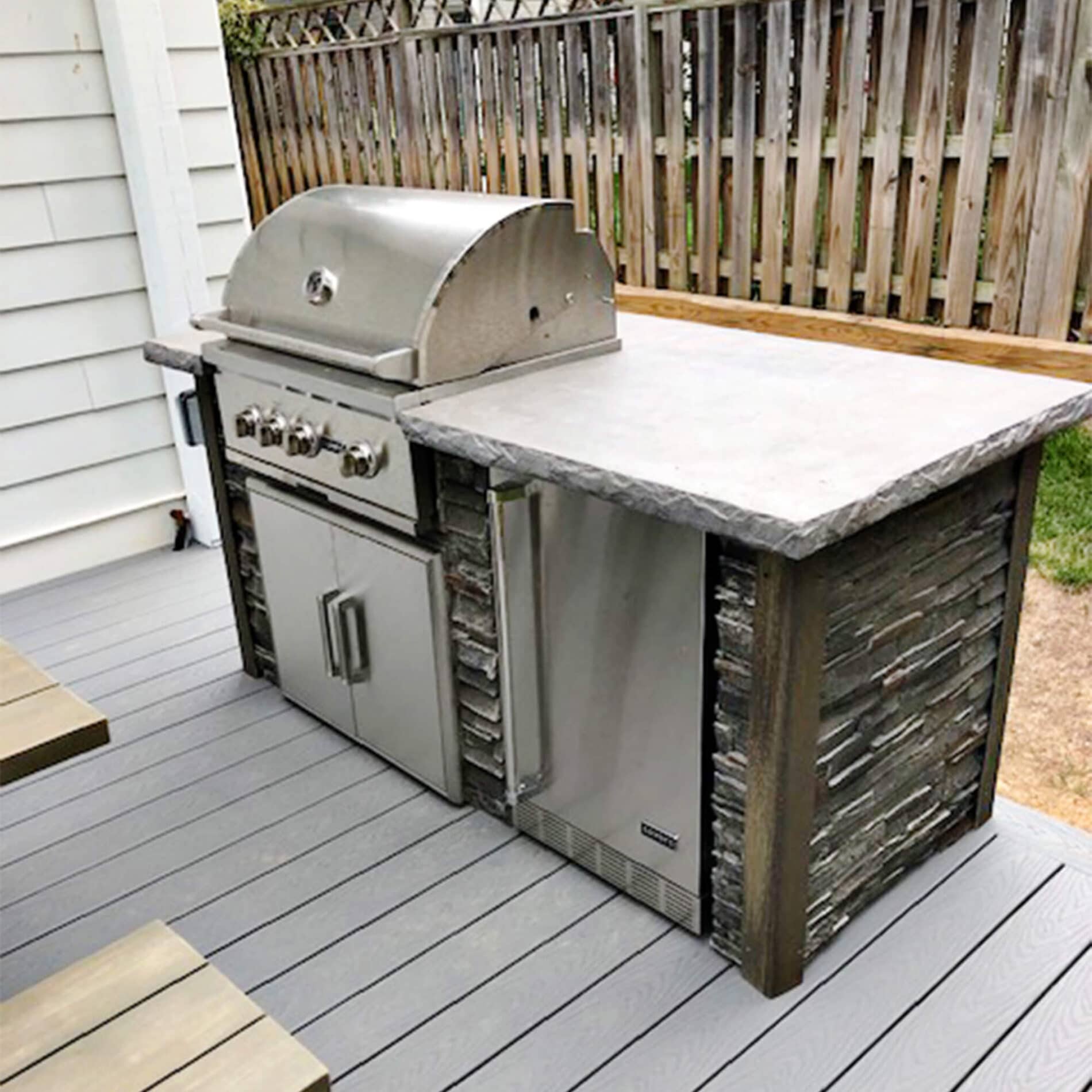6' Grill Island - Stacked Stone  Stone Gray - Coyote Outdoor Living