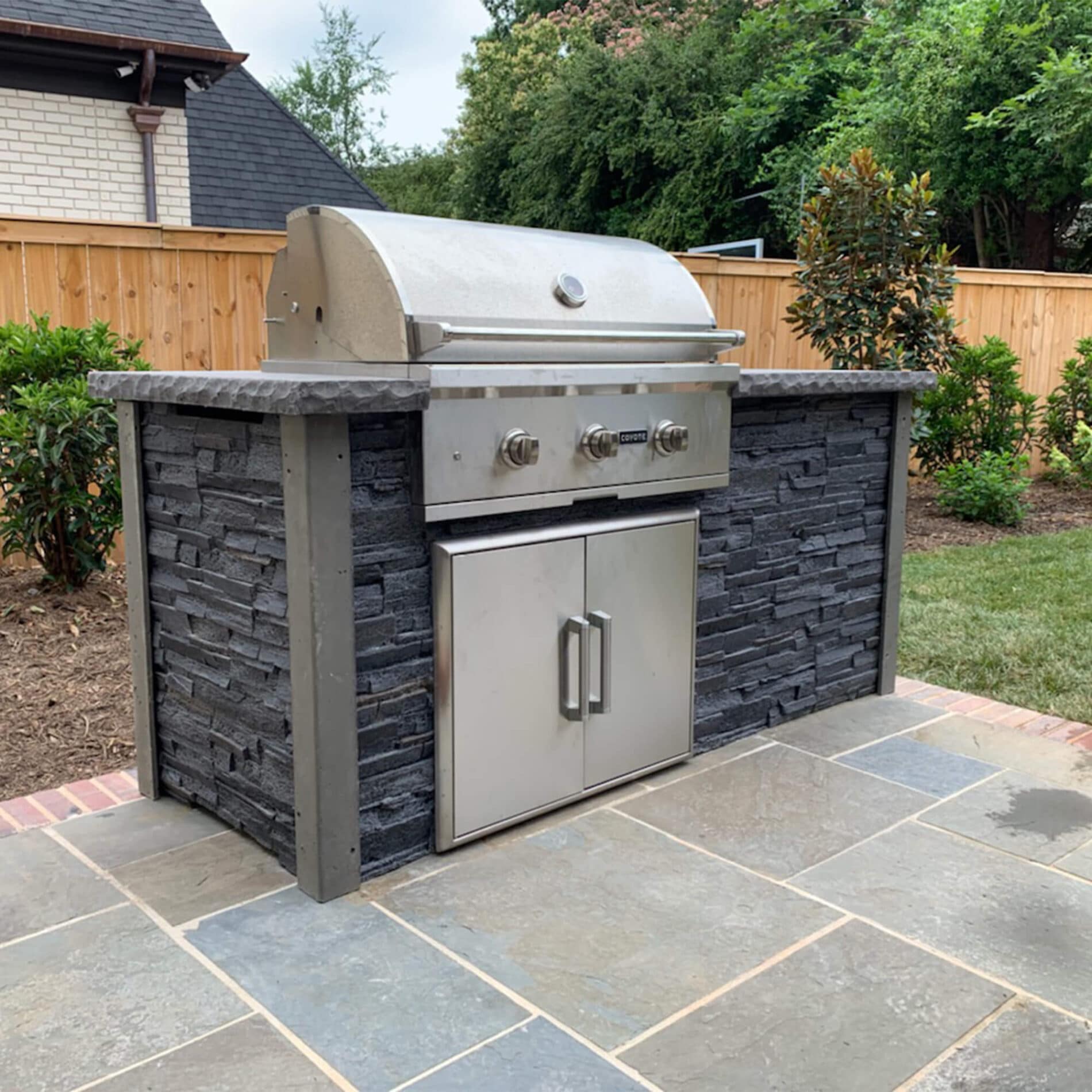 6' Grill Island Stacked Stone Stone Gray Coyote Outdoor Living